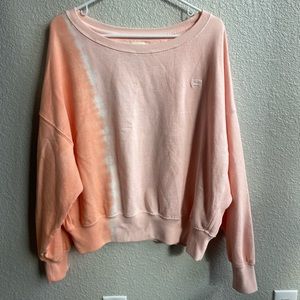 Billabong orange & light pink tie die crew neck sweatshirt. Size L.